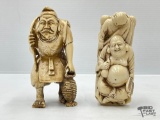 (2) Japanese Carved Bone Netsuke Figurines