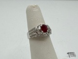 18k White Gold Natural Ruby & Diamond Ring, 4.84g