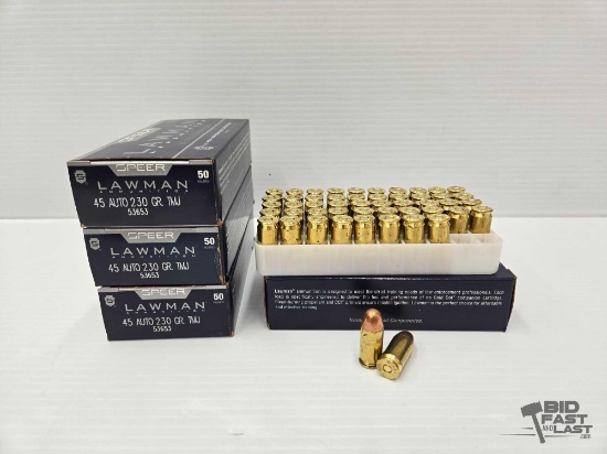 NEW!!! 200 RDS of Speer Lawman .45 Auto 230gr Ammo