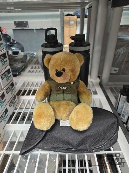 Teddy Bear, (2) Steel Water Bottles & Emergency Shovel