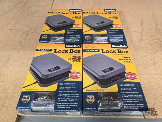 (4) New! SnapSafe X-Large Lock Boxes with Combination Locks