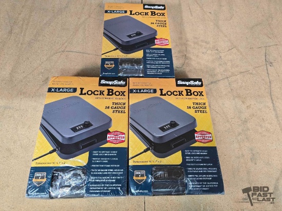 (3) New! SnapSafe X-Large Lock Boxes with Combination Locks