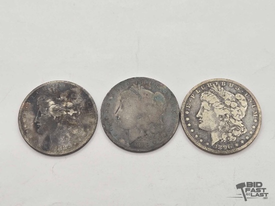 (3) 1882-1896 Morgan Silver Dollars