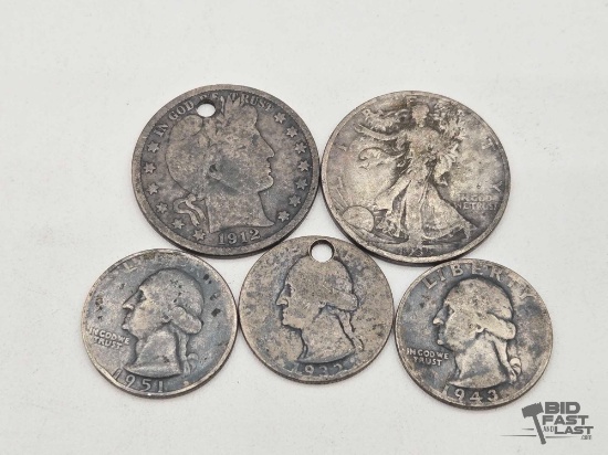 (5) Pre 1964 90% Silver Coins