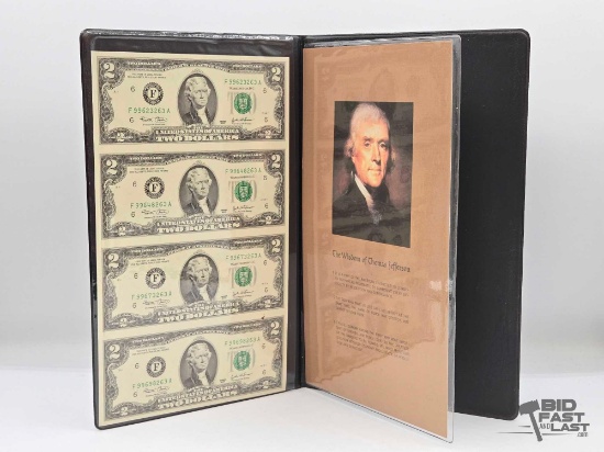 (4) 2003 $2 Green Seal Uncut U.S. Bills