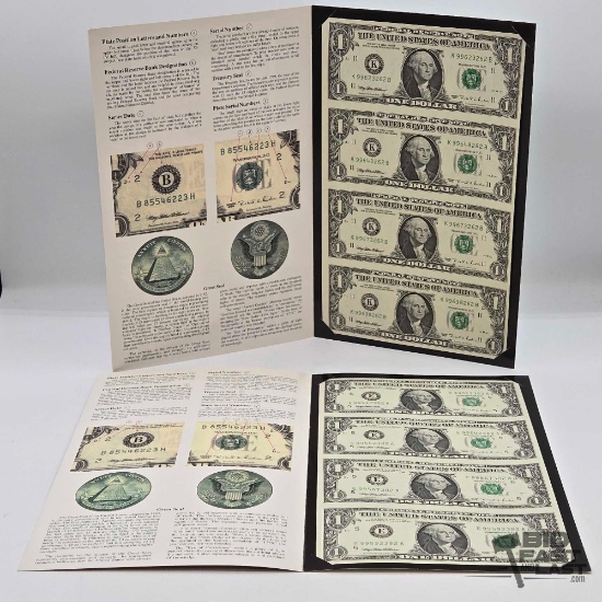 (8) 1995 $2 Green Seal Uncut U.S. Bills