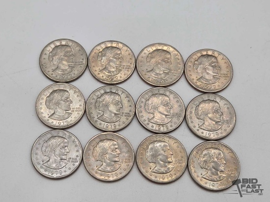 (12) 1979 Susan B Anthony Dollars Coins