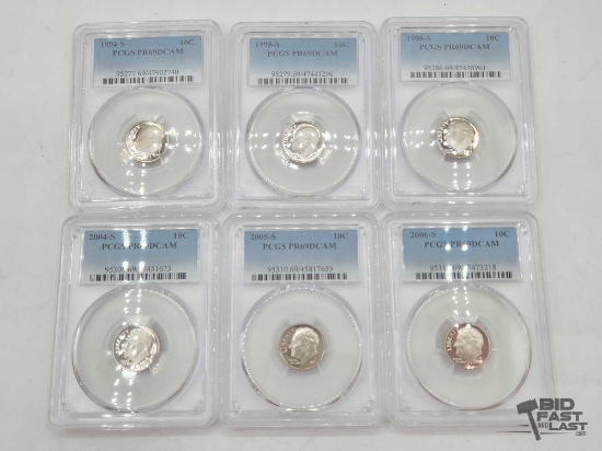 (6) 1994-2006 Graded Roosevelt Dimes