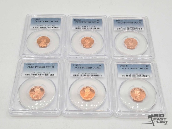 (6) 1982-2000 Graded Lincoln Pennies