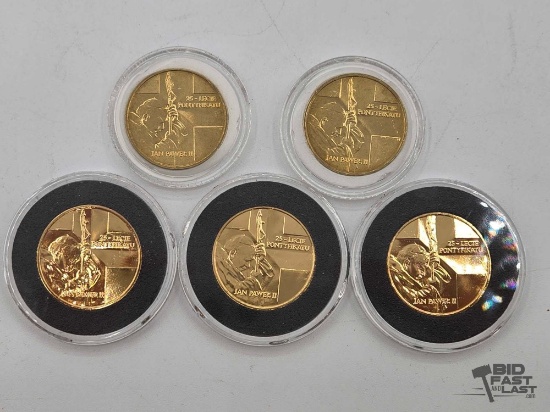 (5) 2003 Pope John Paul II 24kt Gold Layered Half Dollars