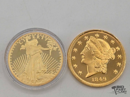 (2)24kt Gold Plated Replica Coins