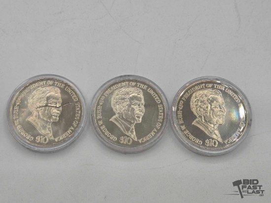 (3) 2004 $10 U.S. Former President George W. Bush Coins