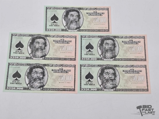 (5) 750,000 Bills Featuring Hussein-Not Official Currency