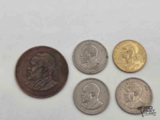 (5) Kenyan & Francaise Coins