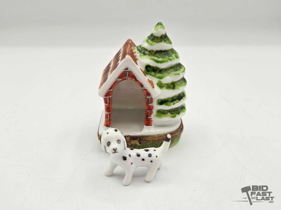 Dalmation & Dog House Limoges Trinket Box