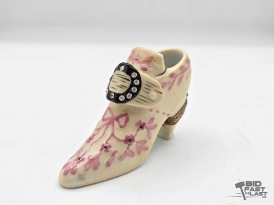 Floral High Heel With Buckle Limoges Trinket Box