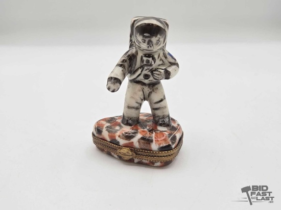 Celestial Exploration Astronaut Landing Limoges Trinket Box
