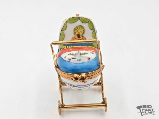 Baby Buggie Limoges Trinket Box