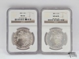 (2) 1881-S Morgan Silver Dollar Graded Coins