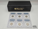 (6) 1990-1995 Graded Jefferson Nickels & PCGS Coin Case