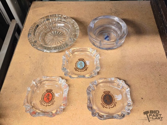 (5) Glass Ash Trays