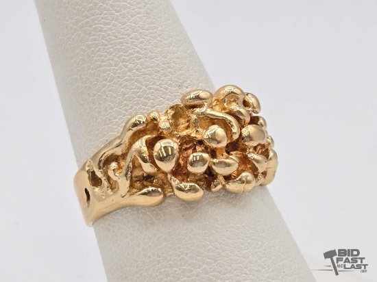 14k Gold Nugget Cluster Ring, 7.76g