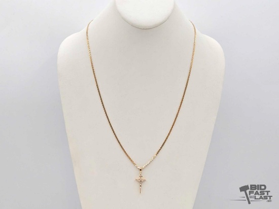 14k Gold S Link Chain & Cross Pendant, 9.22g