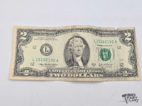 2003 $2 Green Seal Dollar Banknote