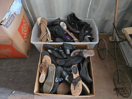 1 Tote and 1 Box of Womens Shoes