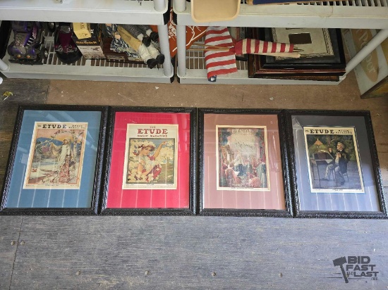 (4) Framed Covers of The Etude Music Magazine