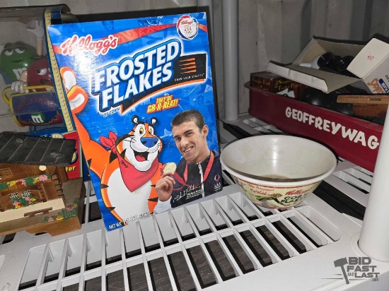 Empty Kellogg's Frosted Flakes 2008 Olympic Box and Bowl