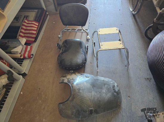 Harley Davidson Seat, Chromed Backrest Detachable Sissy Bar Luggage Rack, Detachable Luggage Rack,