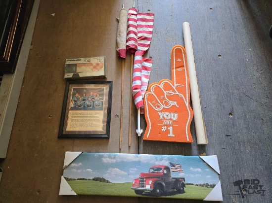 Challenger Shuttle Crew Picture, (3) Flags, Foam Finger, Canvas Print, US Navy Enlistment Poster