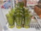 Olive Green Glass Pitcher & (11) Cups