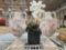 (2) Large Porcelain Vases & Fake Orchids
