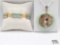 14K Gold Accent Jade Bracelet & Pendant with Semi-Precious Stones, 38.24g