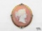 14K Gold & Semi-Precious Stones Cameo Pin, 11.30g