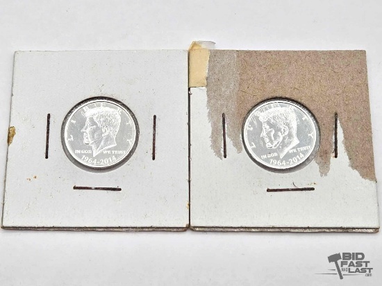 (2) .999 Fine Silver Kennedy Coin