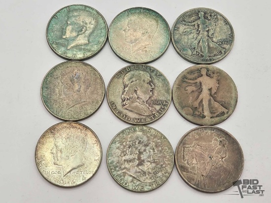 (9) 1925-1964 Half Dollar Coins