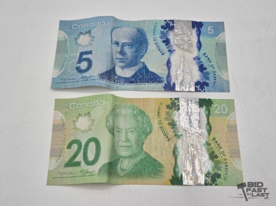 Canadian $5 & $10 Banknotes