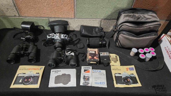 Camera, Camera Lenses, Binoculars, Film, Camera Bag and User Manuals