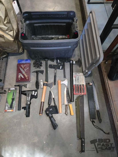 Axes, Ninja Stars, Machetes, Knives and Sheaths