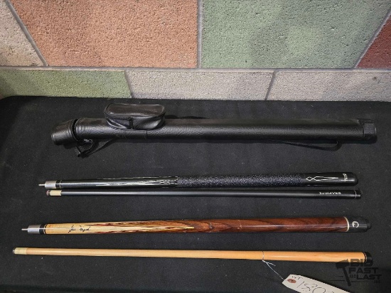 (2) 2-Piece Pool Cues and (1) Case