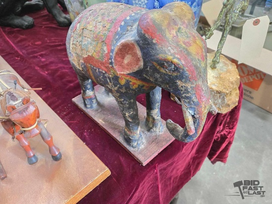 Wooden Asian Elephant Sculpture