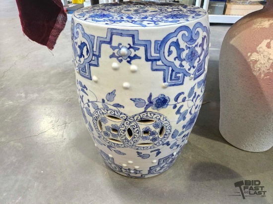 Blue & White Ceramic Garden Stool