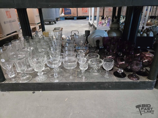 Over (30) Clear & Purple Glassware