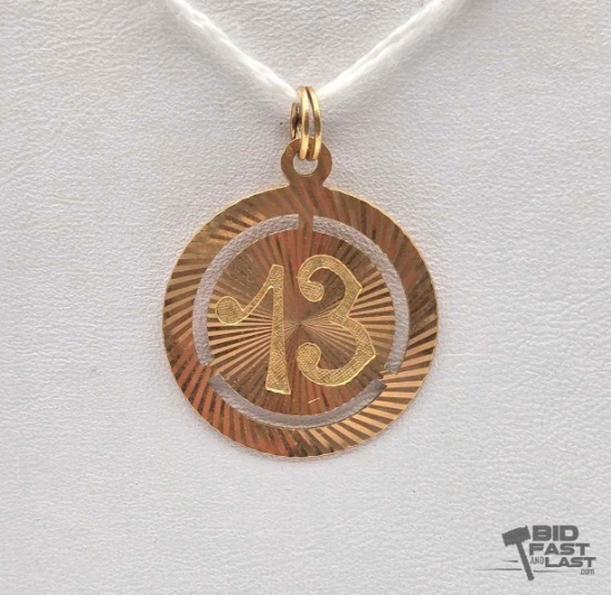 18K Gold "13" Pendant, 2.69g
