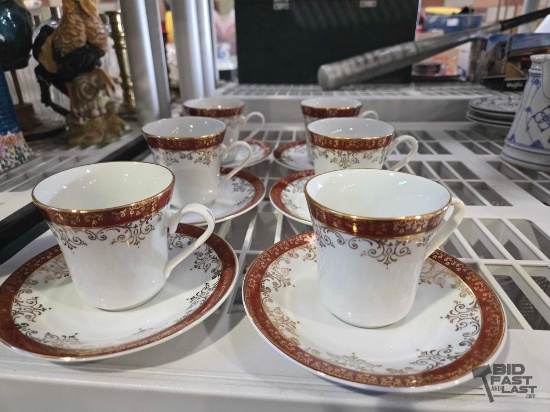 (6) JSK China Teacups & Saucers Set