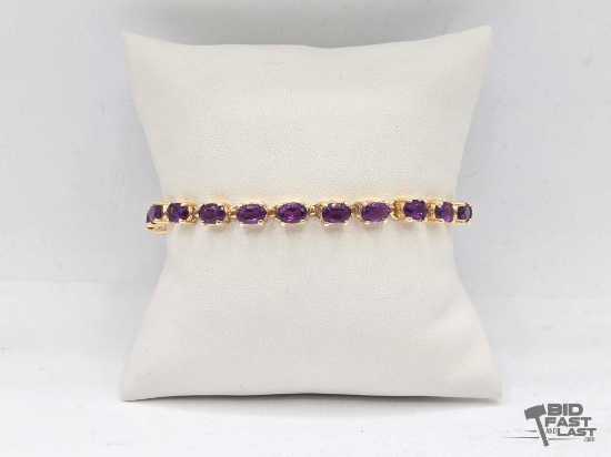 14k Gold & Amethyst Bracelet, 13.46g