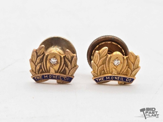 14K Gold The Mo'neil Co. Diamond Accent Pins, 2.75g